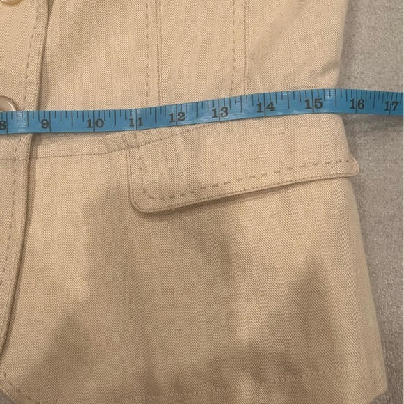 [40/US S/M]WMN Cream Linen Blend Summer/Spring Blazer Single Breast 2 Button - Picture 7 of 13